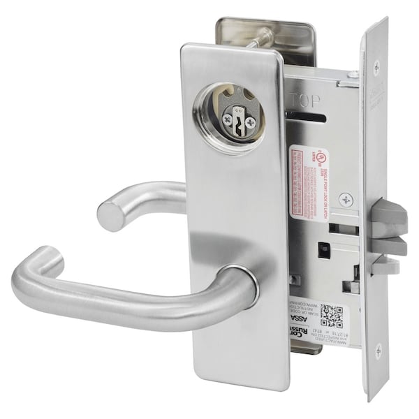 Storeroom or Closet Mortise Lock, LS Lever, M Escutcheon, Satin Chrome